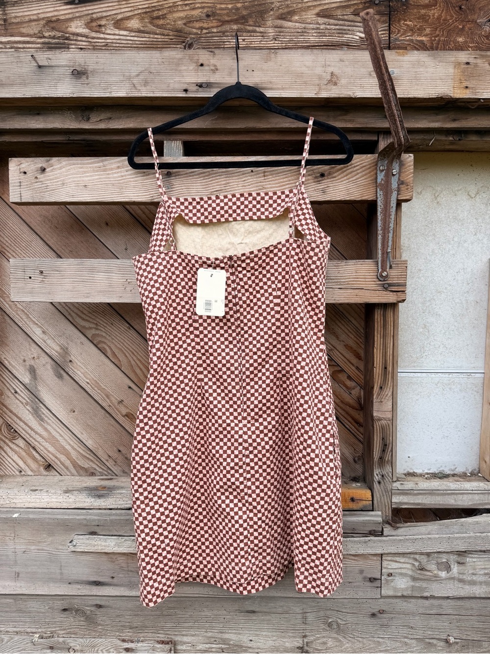 NWT Levi's Rust and White Checker Mini Dress with Spaghetti Straps Retail $60 - Picture 4 of 7